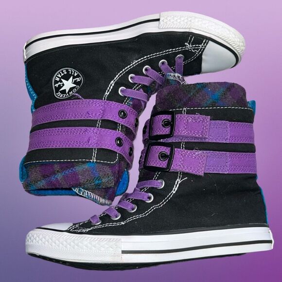 Big Girls Converse Chuck Taylor Glendale Hi Black Canvas Purple Sneakers Size 3 - Picture 8 of 8